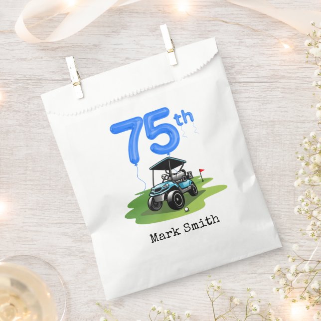 Golf 75th Birthday to Golfer  Favour Bag (Clipped)