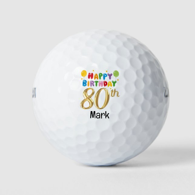 Golf 80th Birthday for Golfer  Balls (Front)