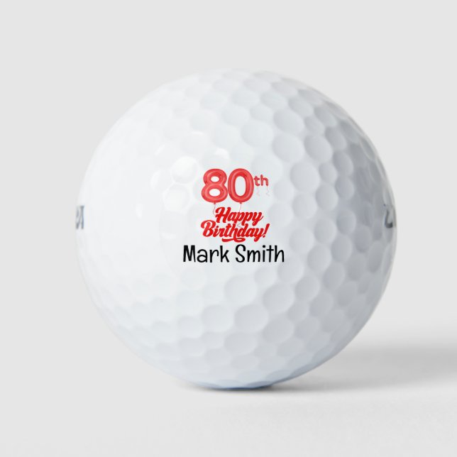 Golf 80th Birthday for golfer Balls (Front)