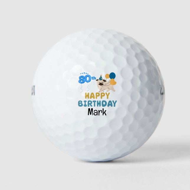 Golf 80th Birthday for Golfer  Golf Balls (Front)