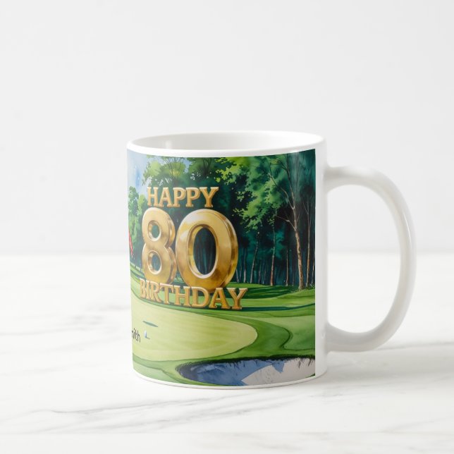 Golf 80th Birthday on golf course Coffee Mug (Right)