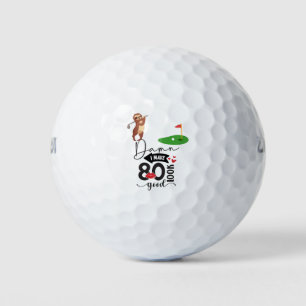 Golf 80th Birthday Sloth golfer at Flag Balls