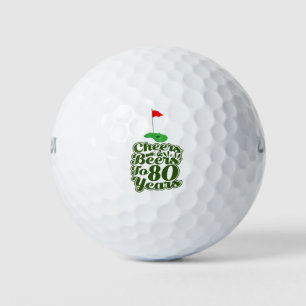 Golf 80th Birthday to You with Golf Flag  Golf Balls