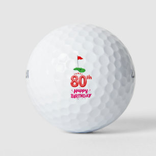 Golf 80th Birthday to You with Golf Flag  Golf Balls