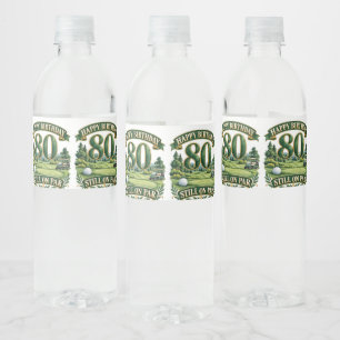 Golf 80th birthday water bottle label