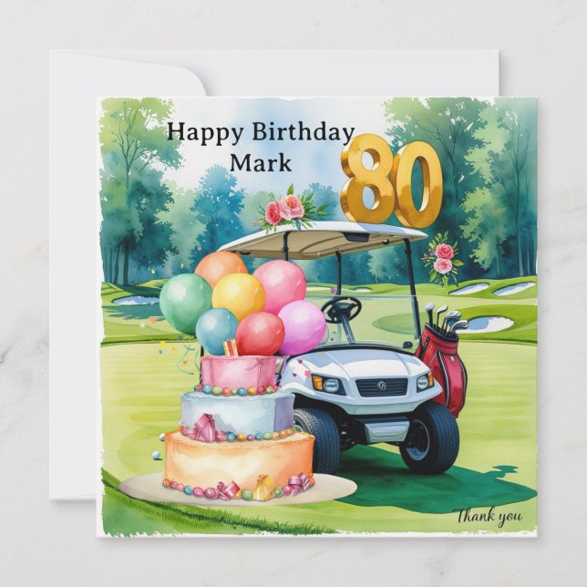 Golf 80th Birthday with golf ball for golfer Card (Front)