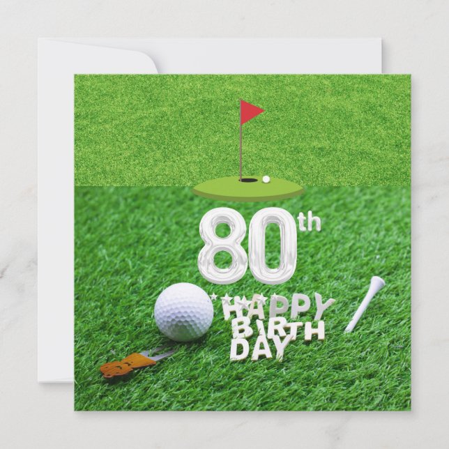 Golf 80th Birthday with golf ball for golfer Card (Front)