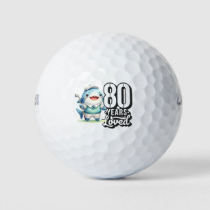 Golf 80th year eighty birthday animal golfer golf balls