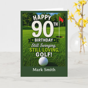Golf 90th Birthday Card for Golfer on the Green