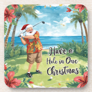Golf  a Hole-in-One Christmas! with Santa claus Th Coaster