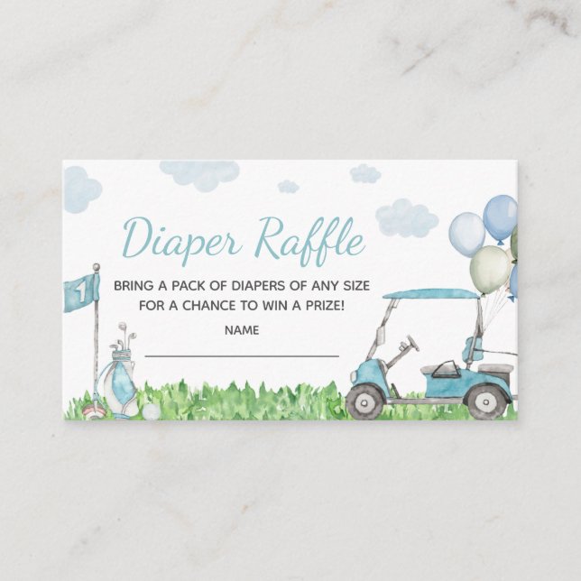 Golf A Little Putter Baby Shower Diaper Raffle Enclosure Card (Front)