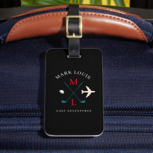 Golf Adventures Golfer Travel Baggage Black Luggage Tag