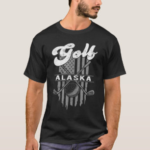 Golf Alaska Fun American Flag State Golfing T-Shirt