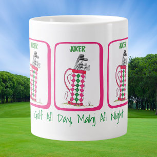 Golf All Day, Mahj All Night Personalized Mahjong  Large Coffee Mug