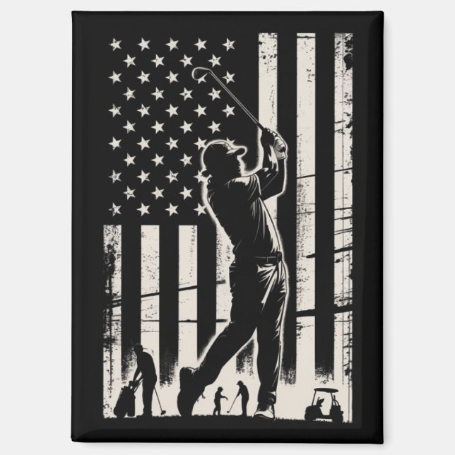 Golf American Flag Gifts Birthday Father's Day  Magnet (Front)