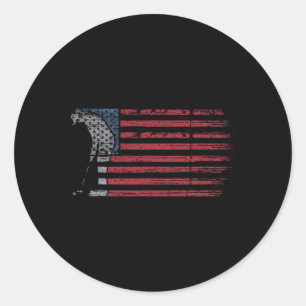 Golf American Flag Golfer Golfing 1 Classic Round Sticker