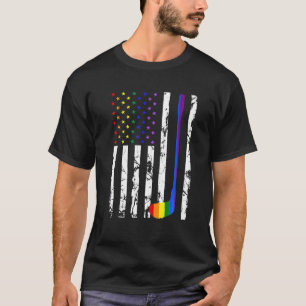 Golf American Flag Golfing LGBT Lesbian Golfer T-Shirt
