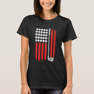 Golf American Flag Vintage Distressed Design T-Shirt