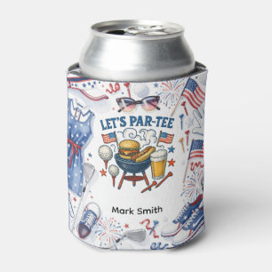 Golf American Golf Party 4th of July Paper Plates Can Cooler