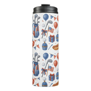 Golf American themed for Independence Day 4th July Thermal Tumbler