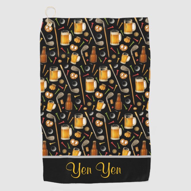 Golf and Beer for Golfer  Towel (Front)