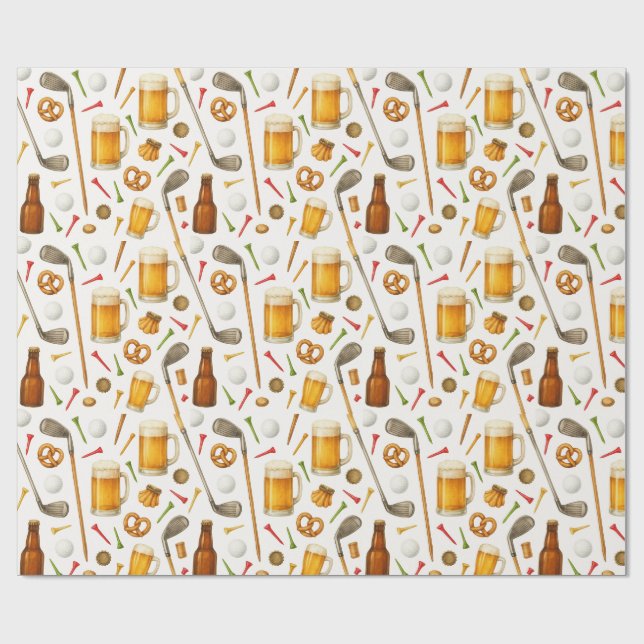 Golf and Beer for Golfer  Wrapping Paper (Flat)