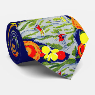 golf and flowers print tie