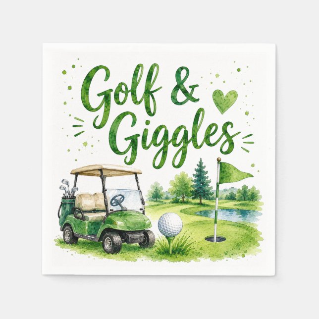 Golf and Giggles Funny Golf Watercolor Napkin (Front)