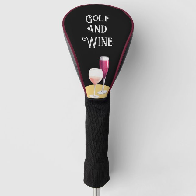 Golf and wine for golfer  golf head cover (Front)