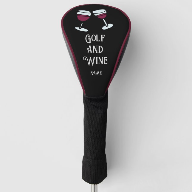 Golf and wine for golfer  golf head cover (Front)