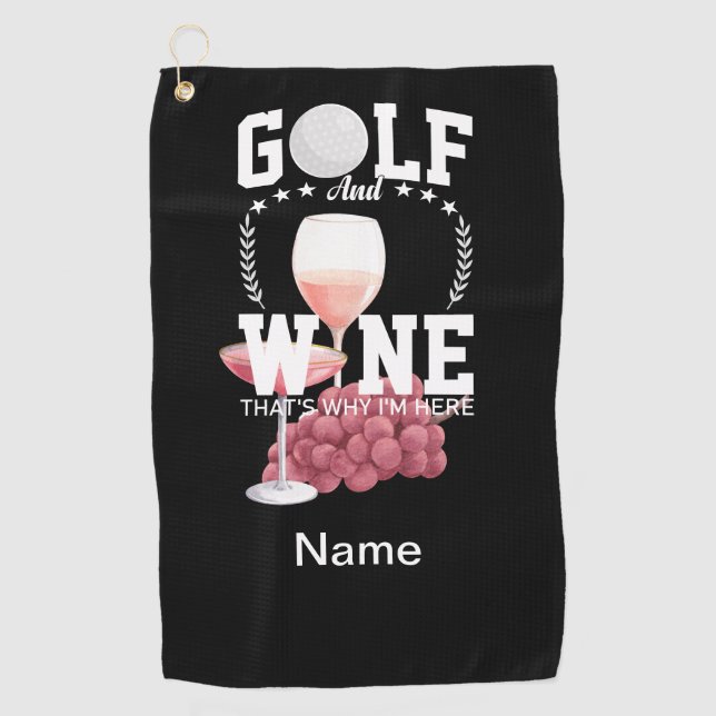 Golf and wine for golfer   golf towel (Front)