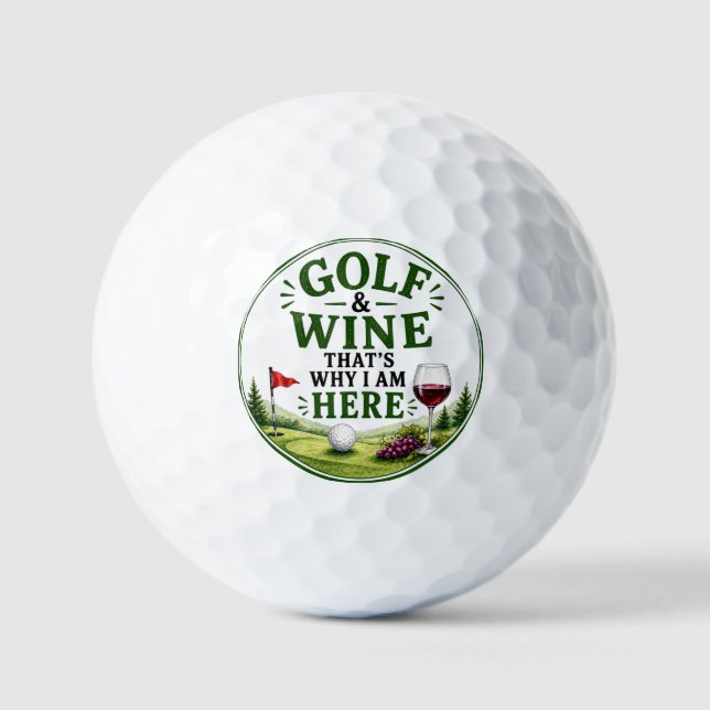 Golf and Wine themed for Golfer  Balls (Front)
