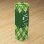 Golf argyle green 50th birthday wine box<br><div class="desc">Bright argyle golf pattern style green,  white and red wine box. Personalise with your recipients name and birthday year. Currently reads happy 50th birthday Keith Vintage year. Ideal to give a bottle to a golfing or sports fan. Designed by Sarah Trett.</div>