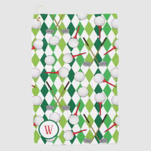 Golf Argyle Patterned Golfer Monogram Towel