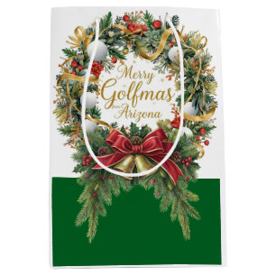 Golf Arizona Christmas Wreath for Golfer Medium Gift Bag