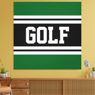 GOLF Athletic Fun Green Black White Racing Stripes Canvas Print