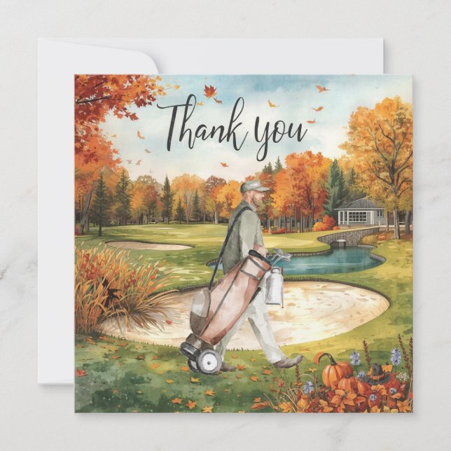 Golf Autumn Greeting thank you card for Autumn  (Front)
