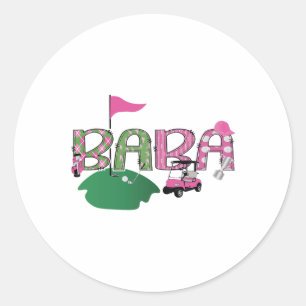 Golf Baba Hole In One Golf 1st Birthday Party Classic Round Sticker