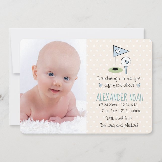 Golf Baby Announcement Boy (Front)