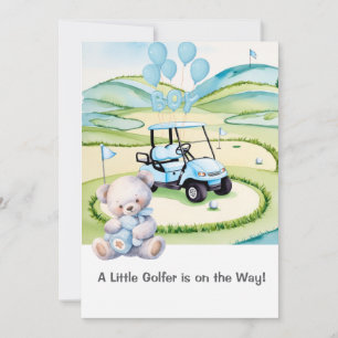 Golf Baby Boy Blue Themed Invitation