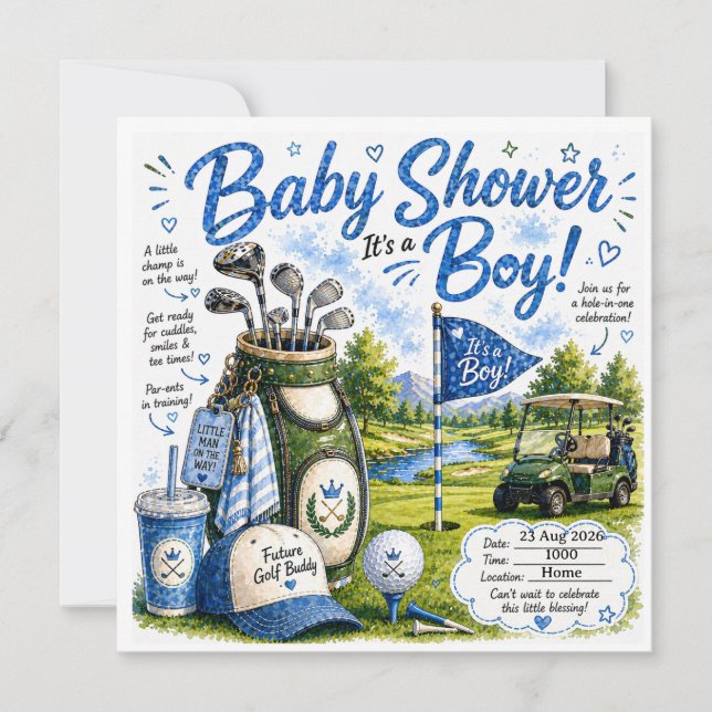 Golf Baby Boy invitation  (Front)