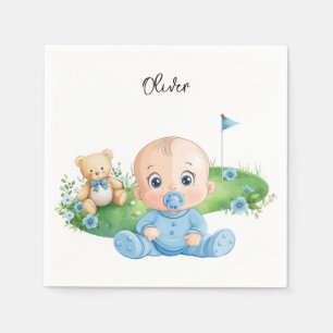 Golf Baby Boy on putting green Napkin
