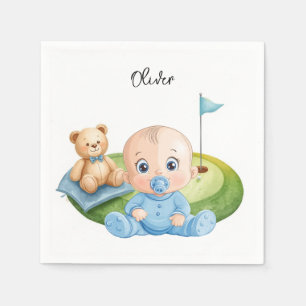 Golf Baby Boy on putting green Napkin