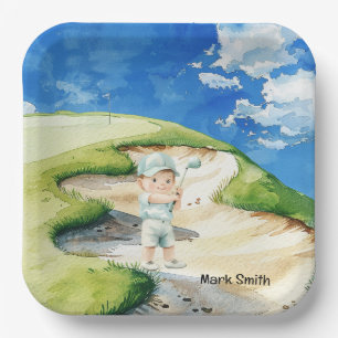 Golf baby Congratulation Birthday Baby Shower Boy Paper Plate