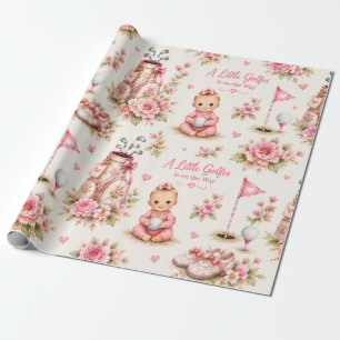 Golf Baby Girl for Baby Shower on pink Wrapping Paper