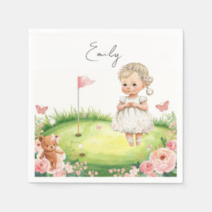 Golf Baby Girl on Putting green Napkin