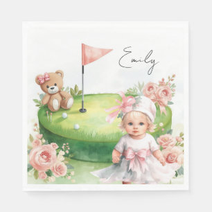Golf Baby Girl on Putting green Napkin
