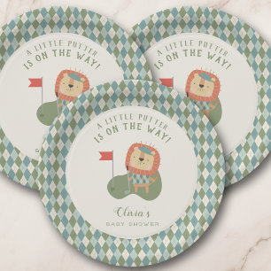 Golf Baby Shower A Little Putter Preppy Argyle   Paper Plate