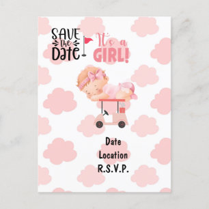 Golf baby shower baby girl golfer pink themed postcard
