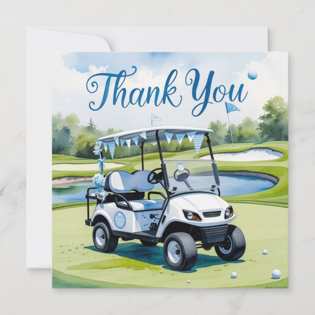 Golf Baby Shower Boy themed  Thank You Card (Front)